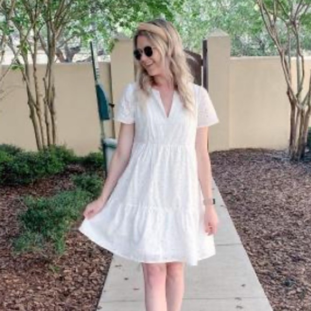 Tiered eyelet  white dress